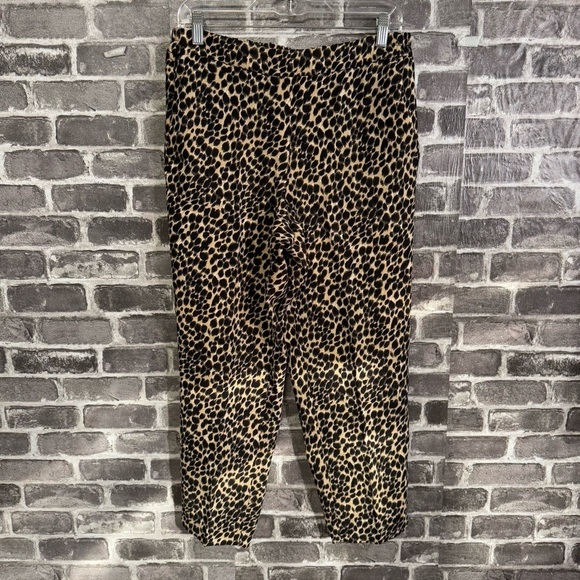 J. Crew Printed Jamie pant elastic waist leopard straight leg pockets - Picture 1 of 13